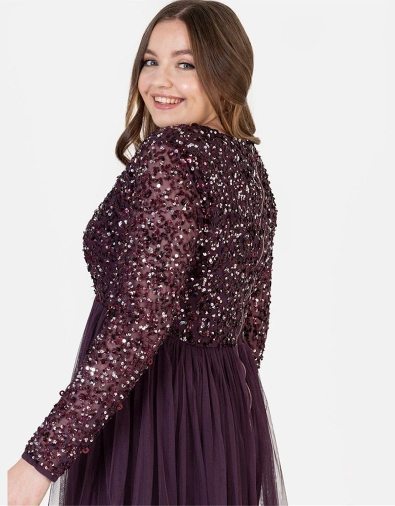 V-Neck Long Sleeve Maxi Gown