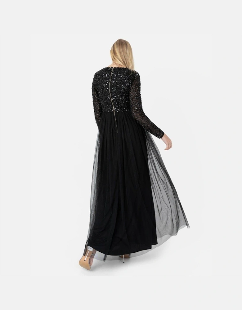 V-Neck Long Sleeve Maxi Gown
