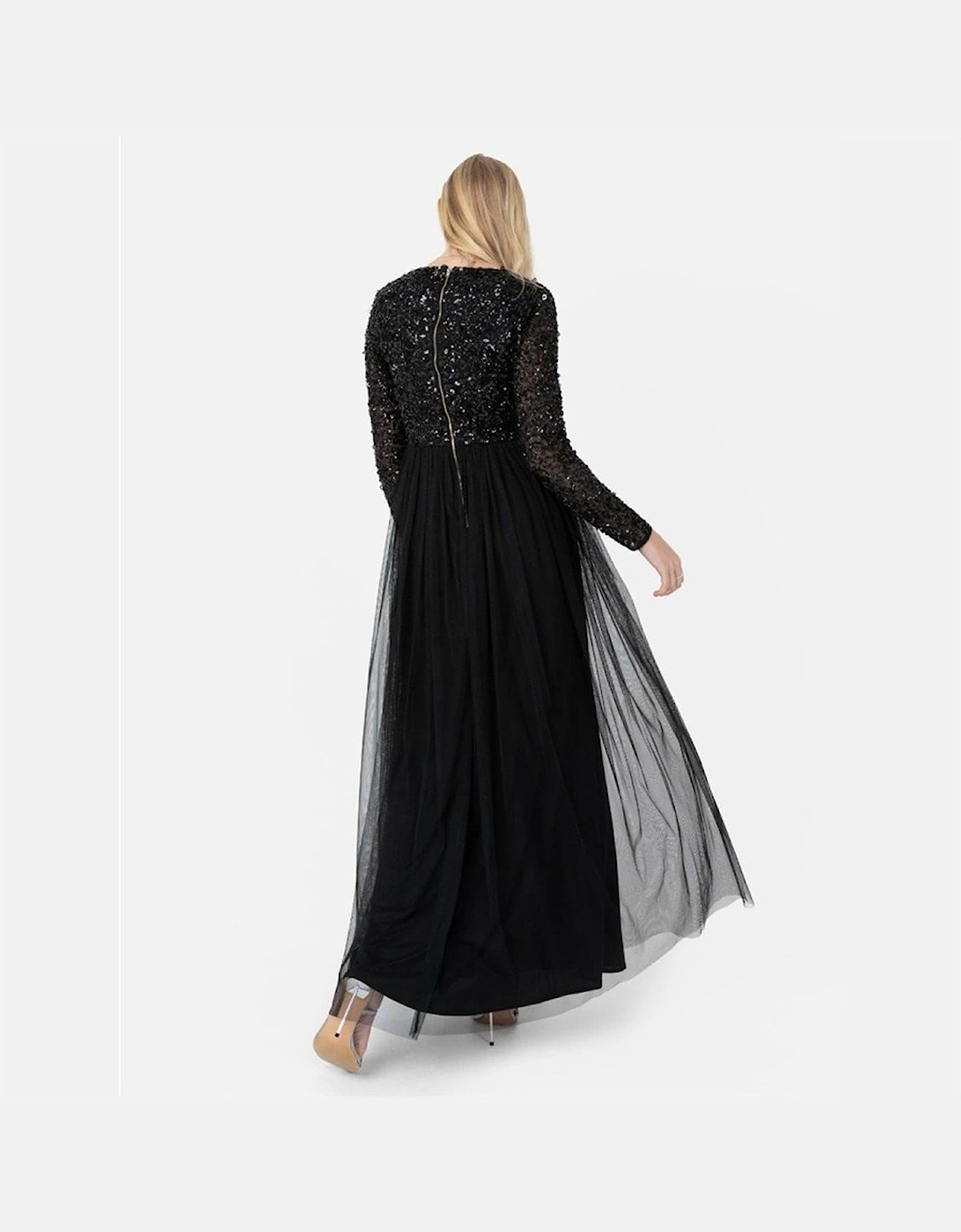 V-Neck Long Sleeve Maxi Gown