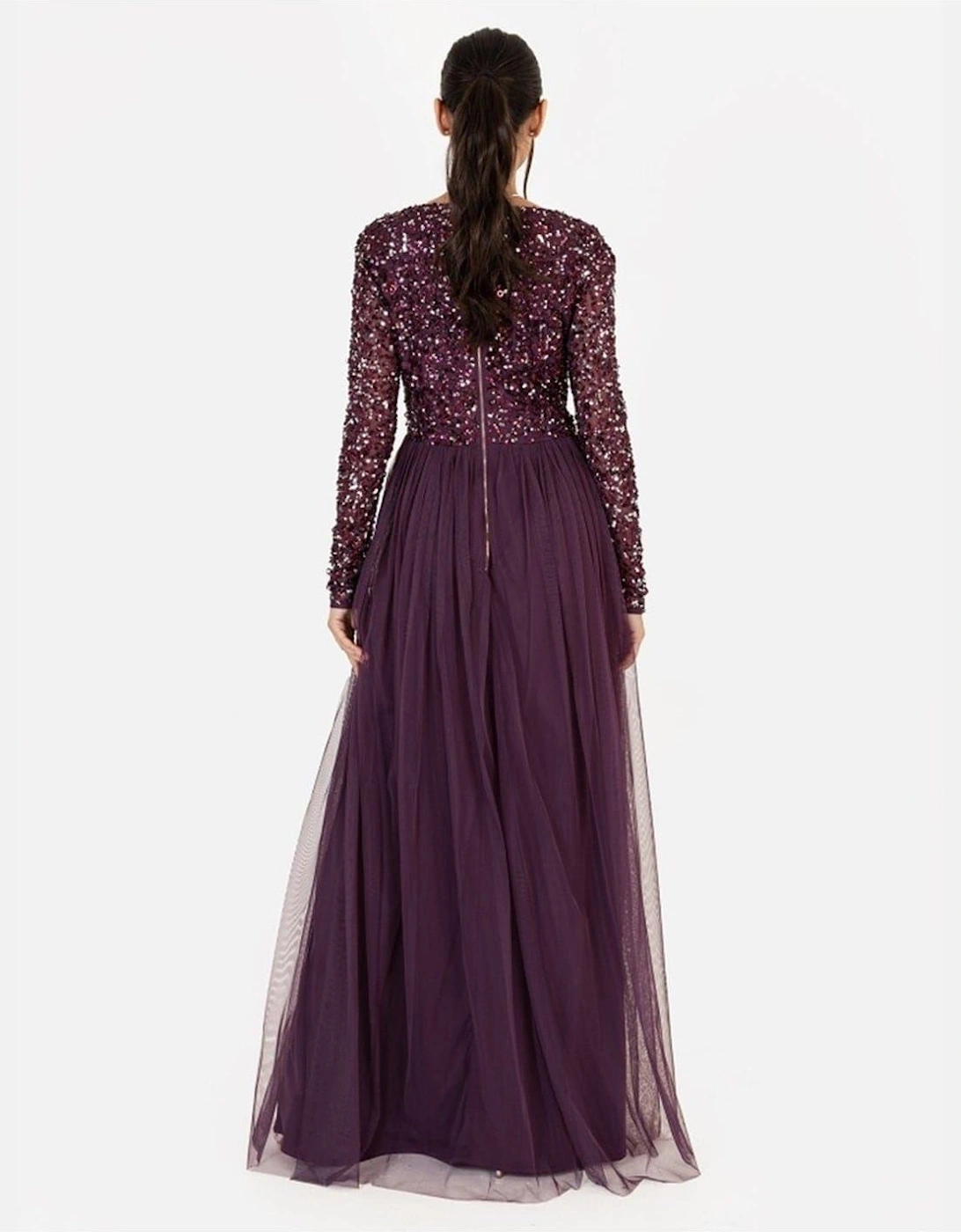 V-Neck Long Sleeve Maxi Gown