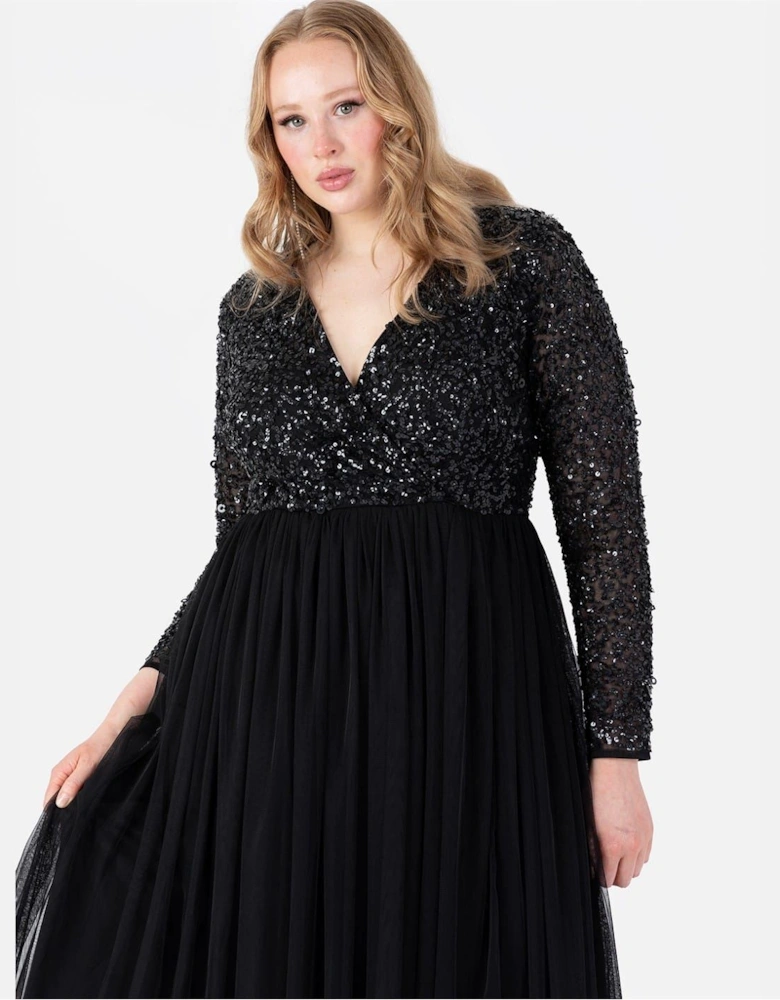 V-Neck Long Sleeve Maxi Gown
