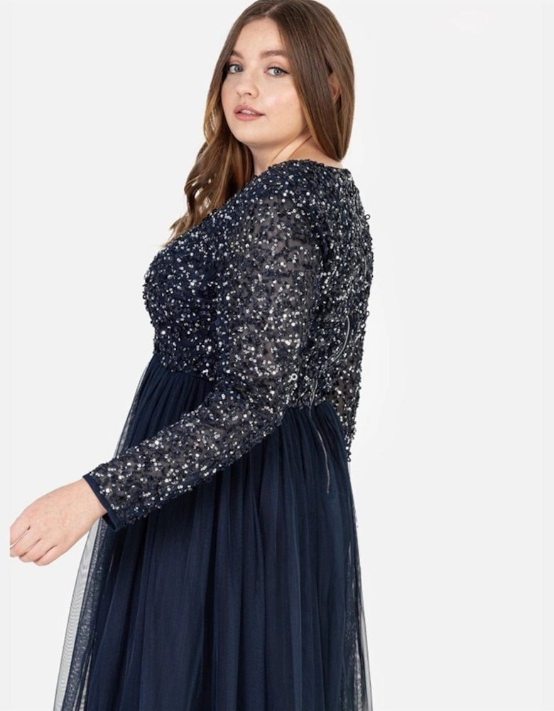 V-Neck Long Sleeve Maxi Gown