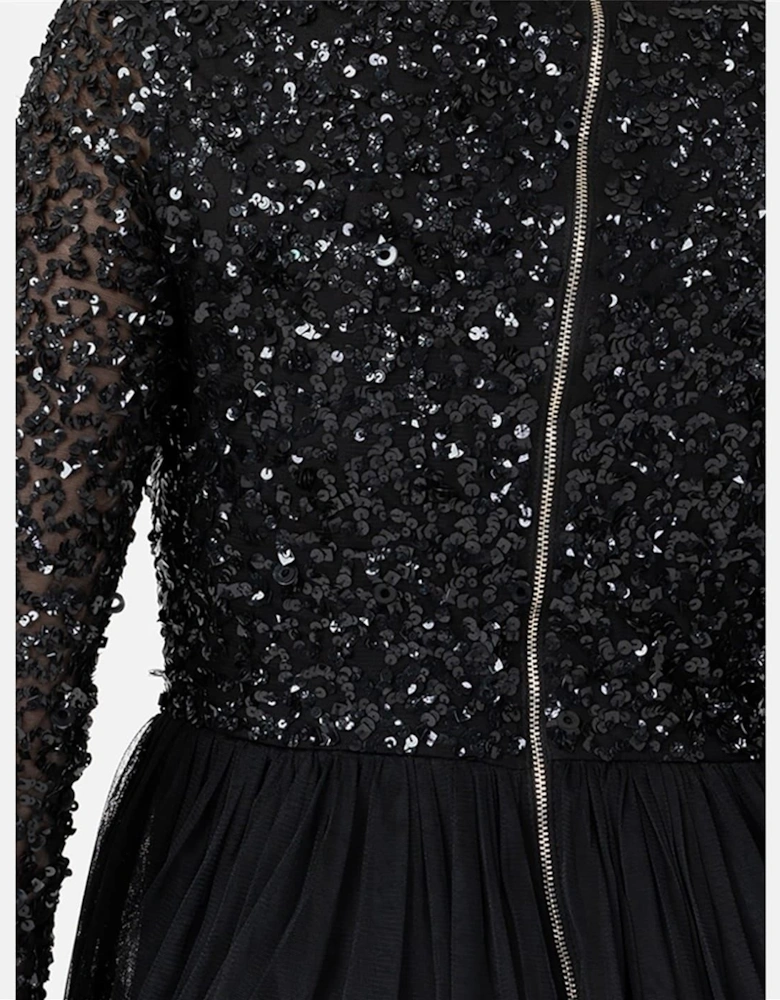 V-Neck Long Sleeve Maxi Gown
