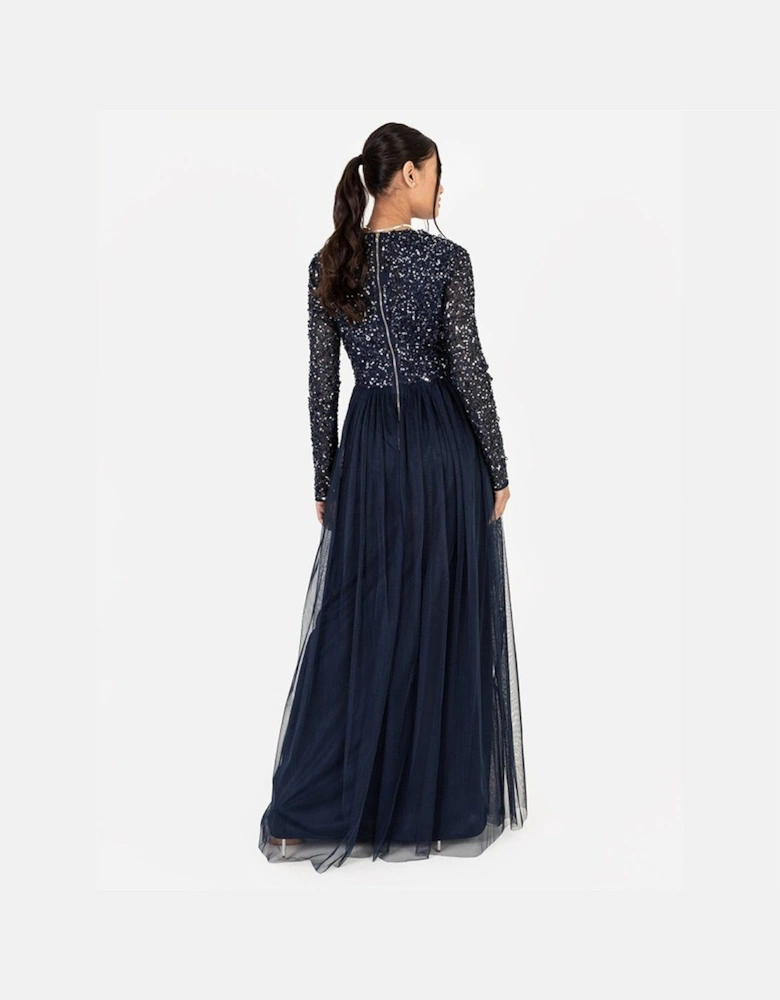 V-Neck Long Sleeve Maxi Gown