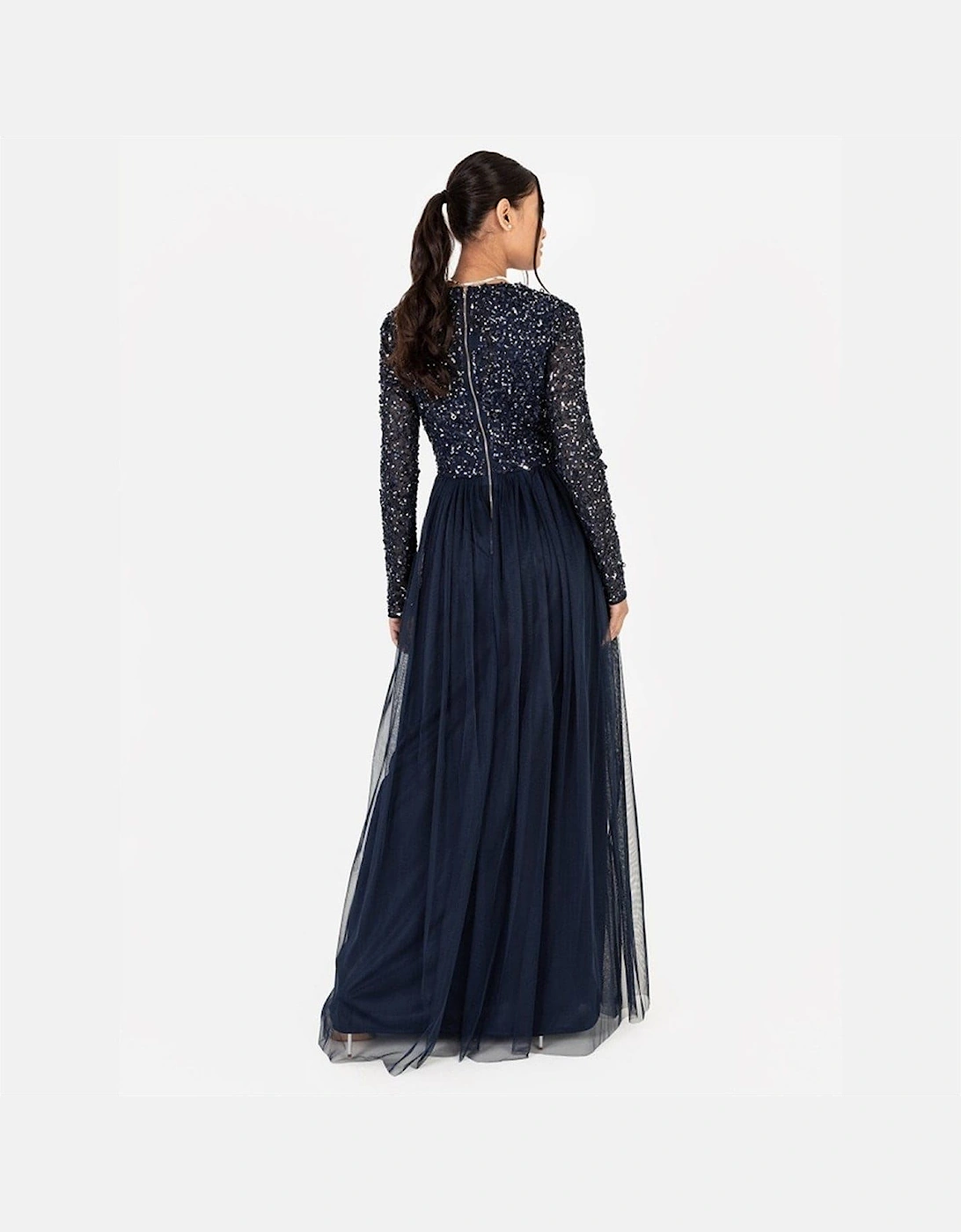 V-Neck Long Sleeve Maxi Gown