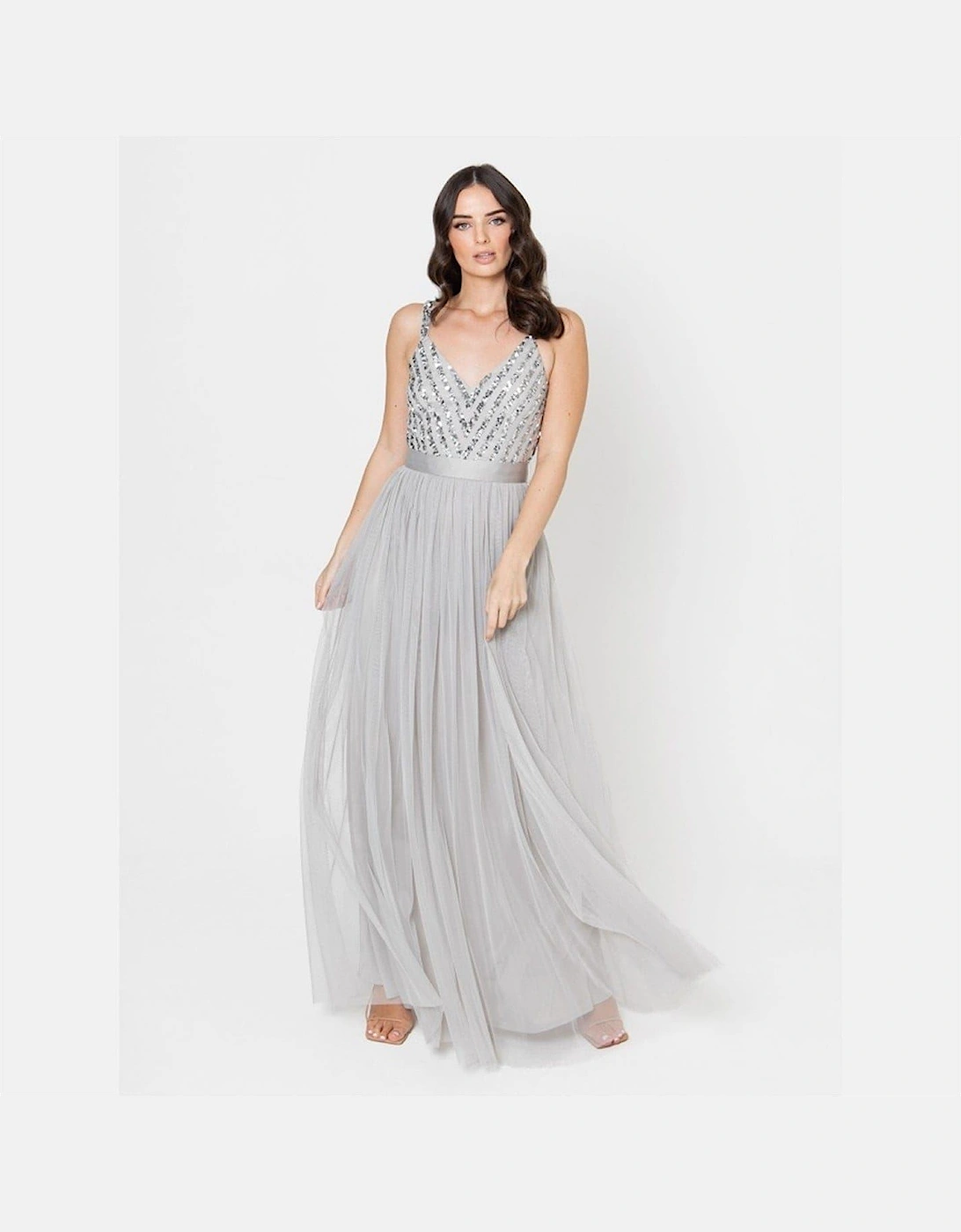 V-Neck Sleeveless Maxi Gown