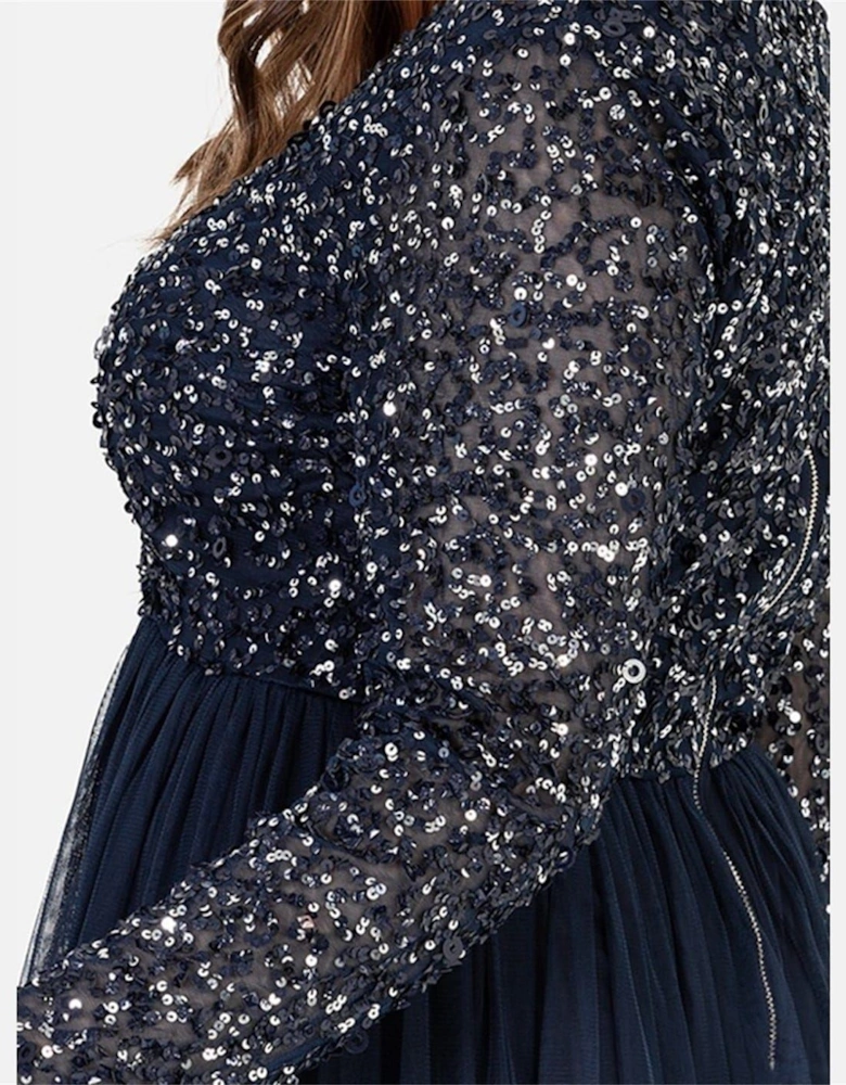 V-Neck Long Sleeve Maxi Gown