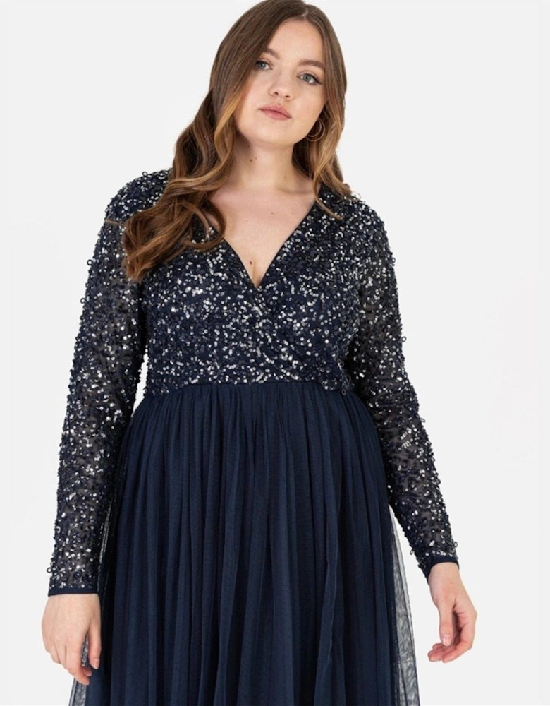 V-Neck Long Sleeve Maxi Gown