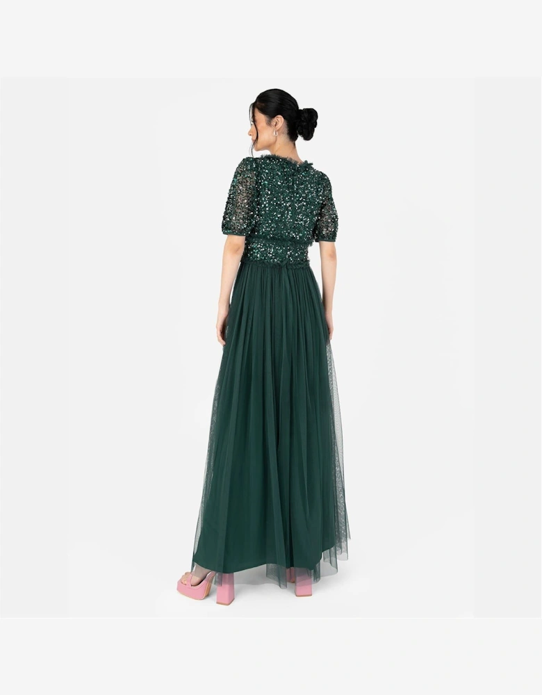 V-Neck Short Sleeve Maxi Gown