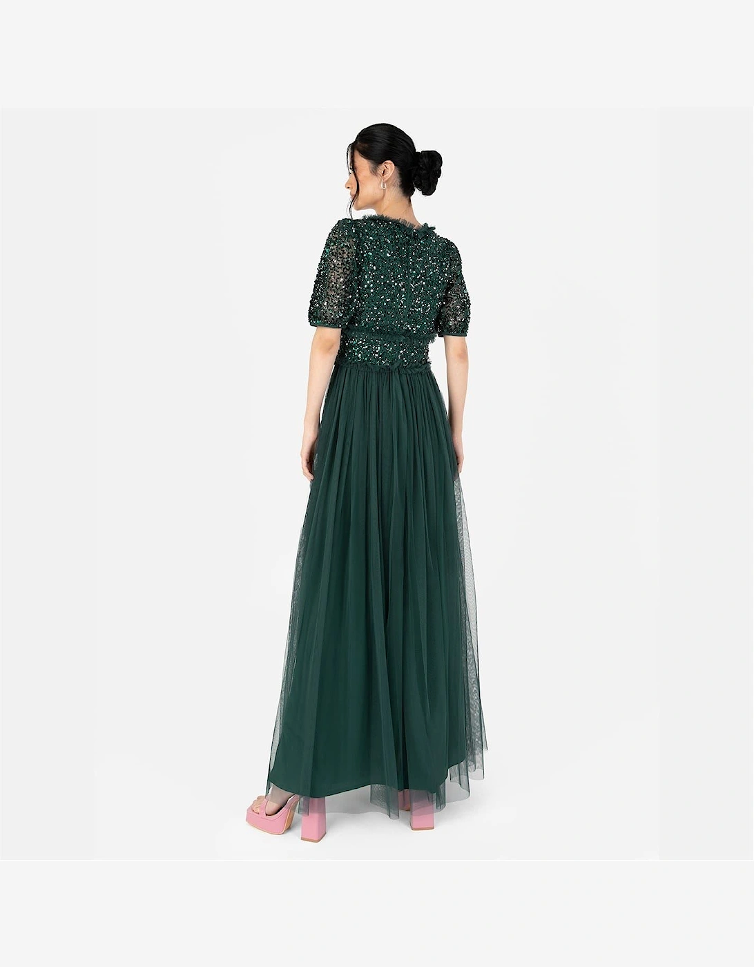 V-Neck Short Sleeve Maxi Gown