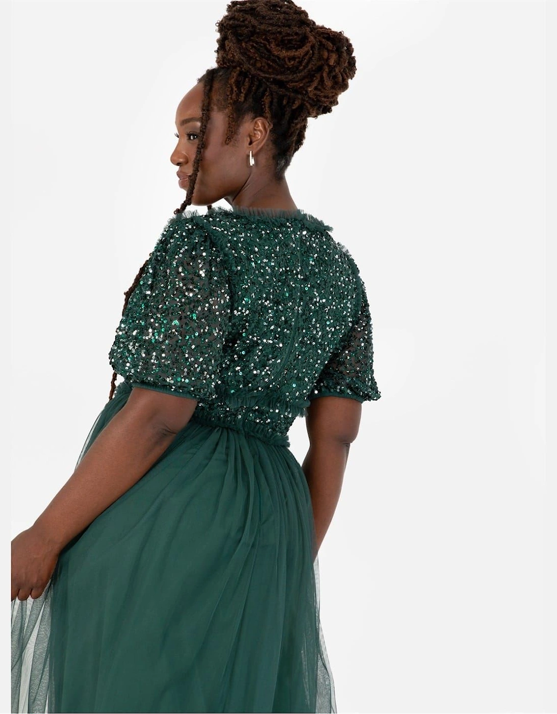 V-Neck Short Sleeve Maxi Gown