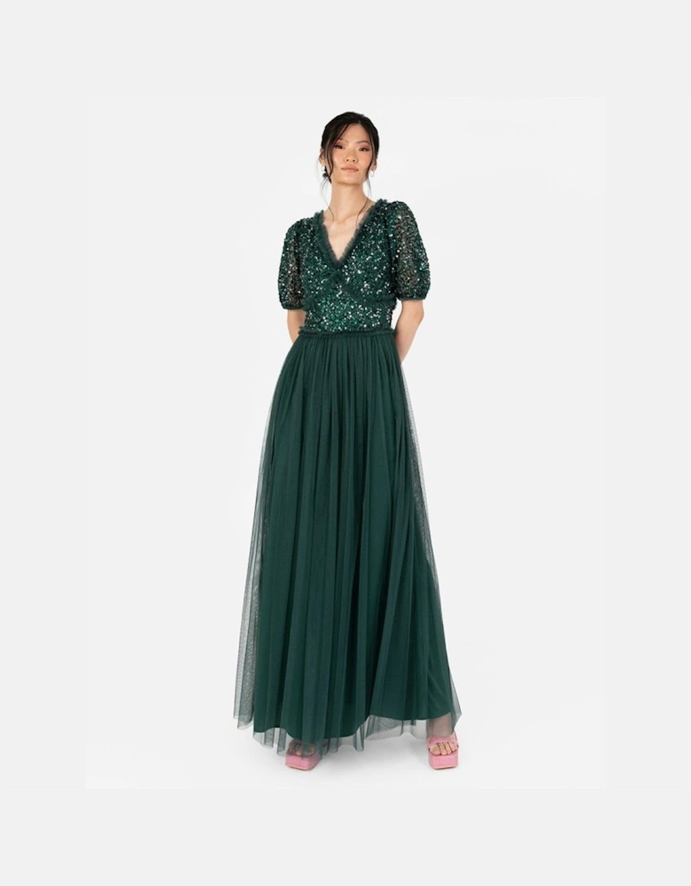 V-Neck Short Sleeve Maxi Gown