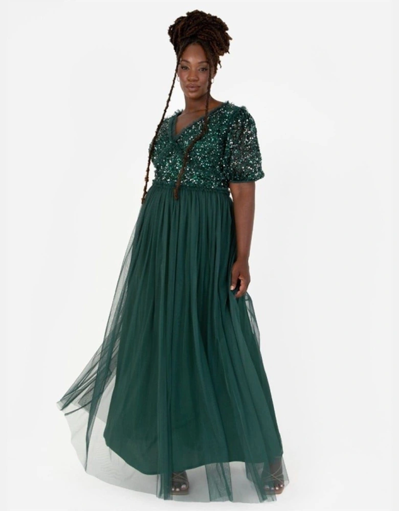 V-Neck Short Sleeve Maxi Gown