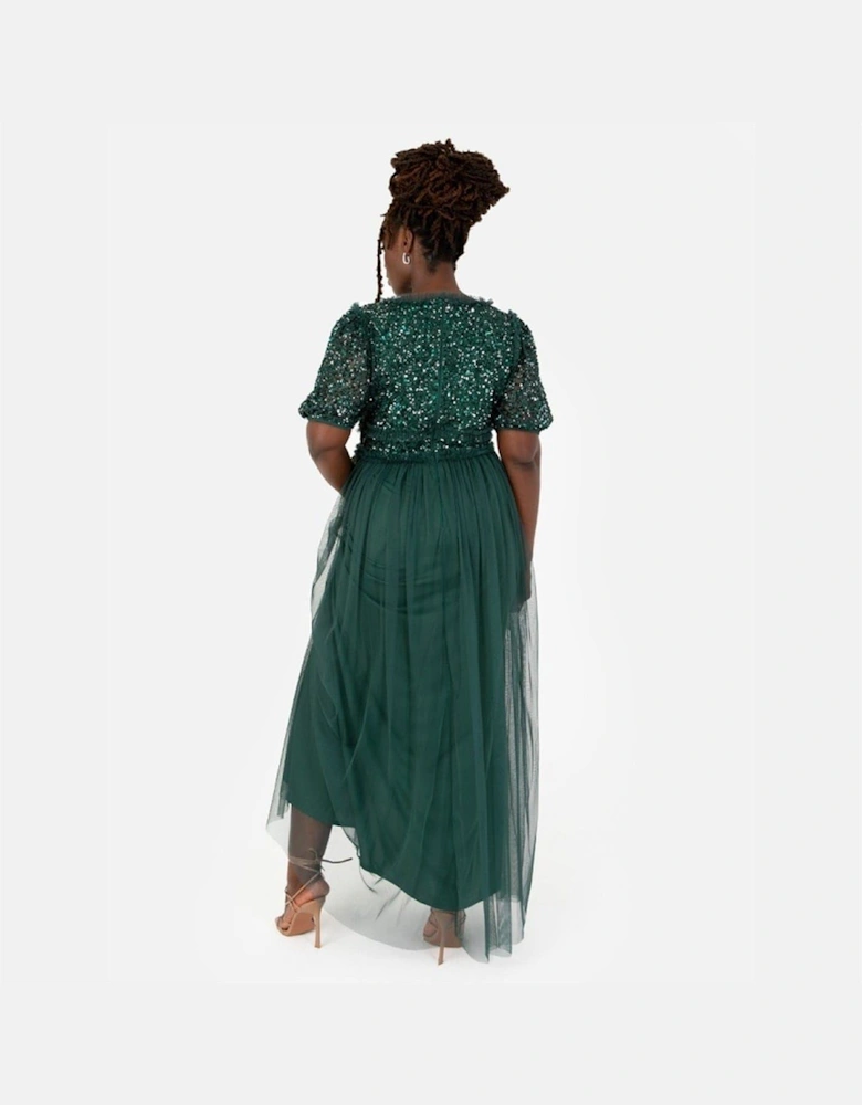V-Neck Short Sleeve Maxi Gown
