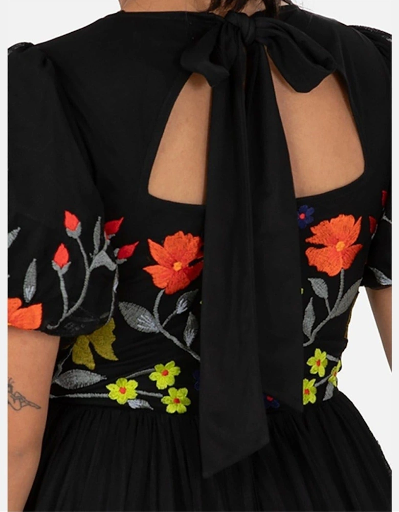 De Floral Crew Neck Short Sleeve Midi Dress