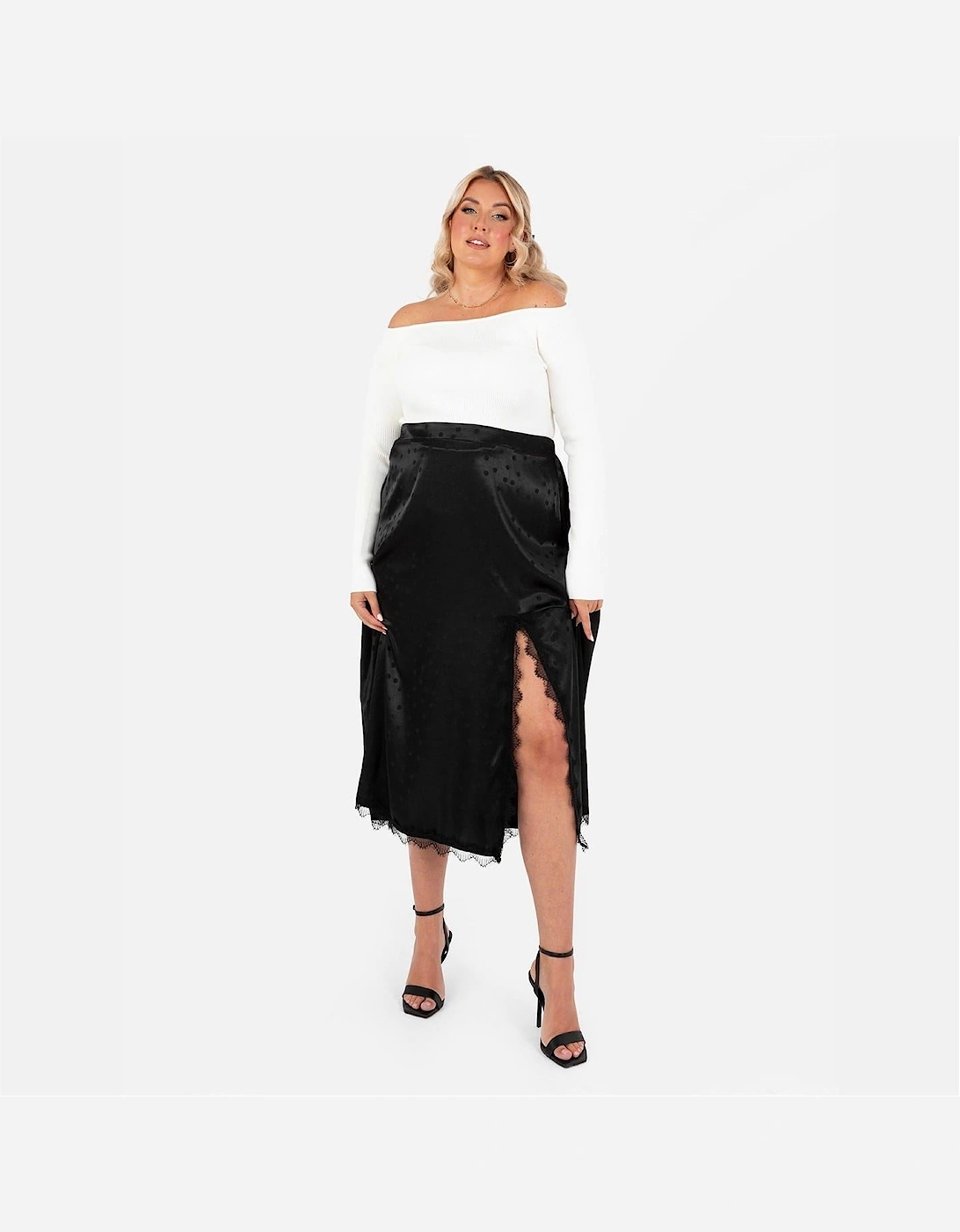 Lovedrobe Women's Black Pd Polka Dot Midi Skirt - Size: 16 Xl