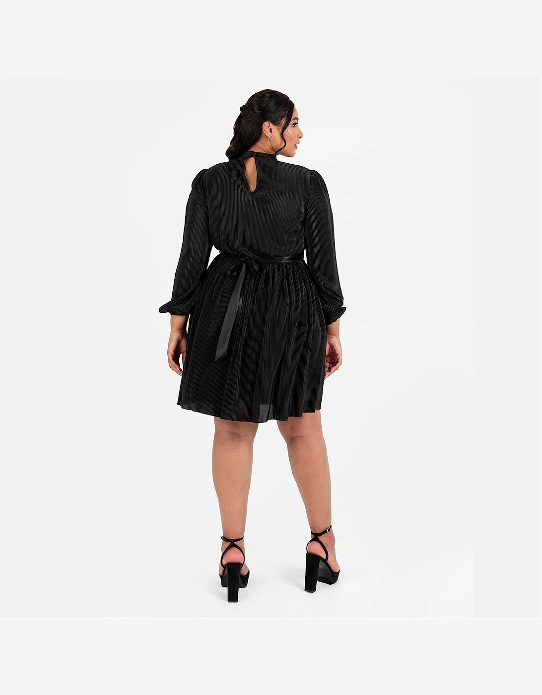 Keyhole Neck Long Sleeve Mini Dress