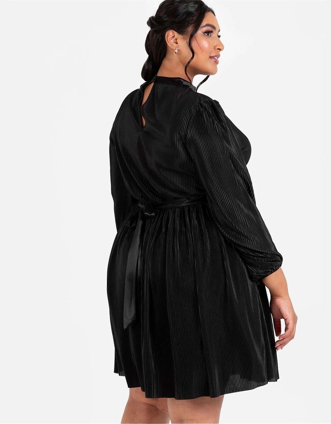 Keyhole Neck Long Sleeve Mini Dress