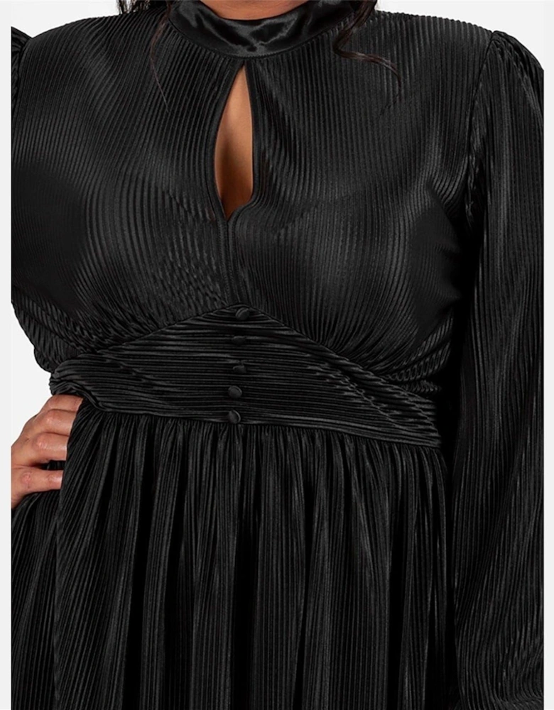 Keyhole Neck Long Sleeve Mini Dress