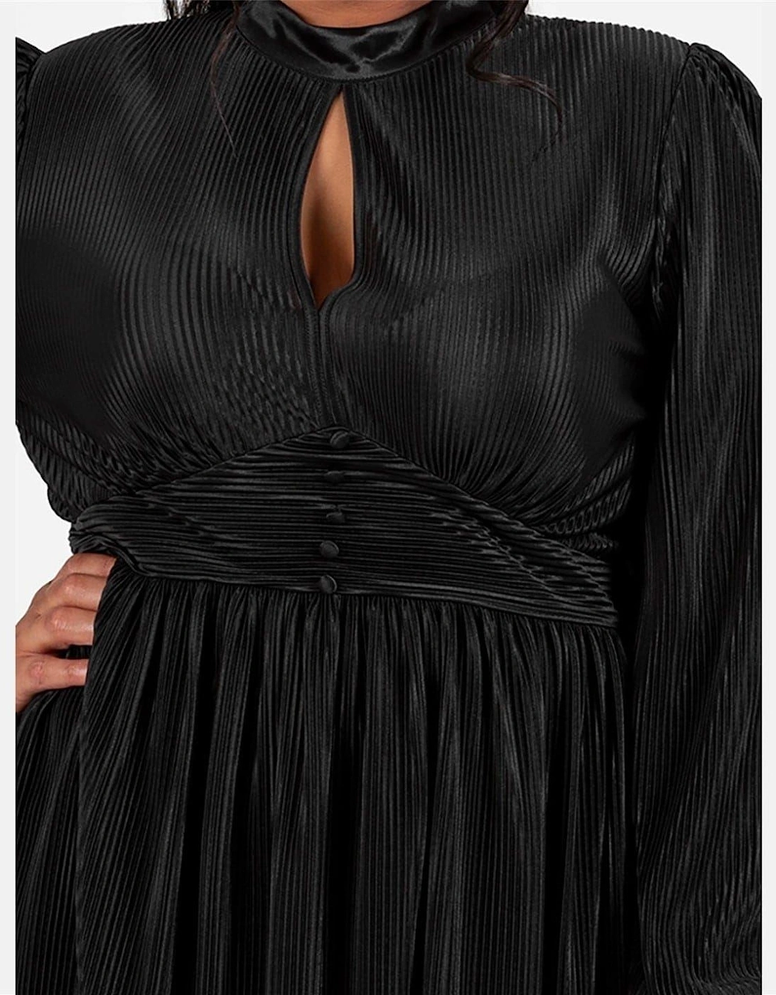 Keyhole Neck Long Sleeve Mini Dress