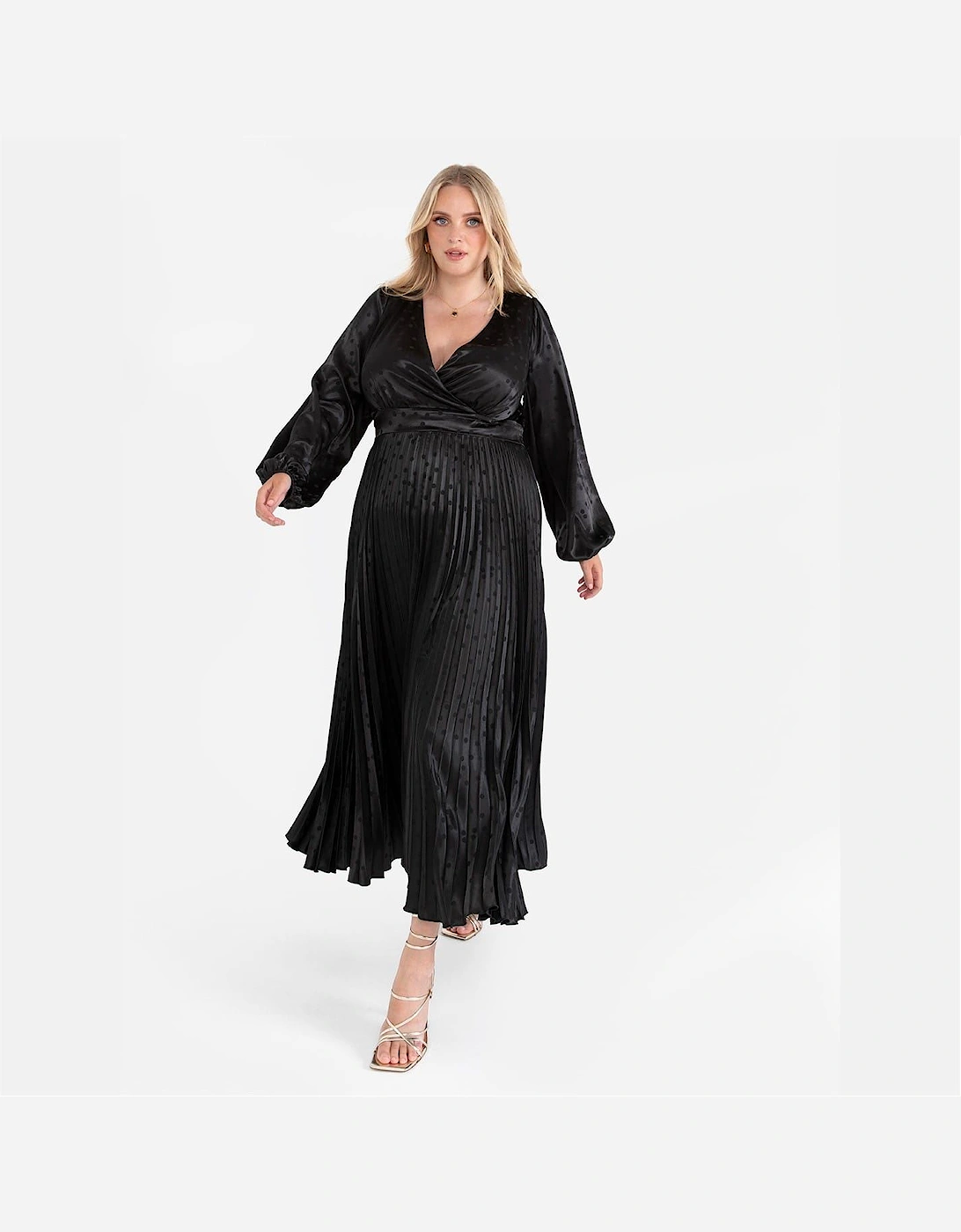 V-Neck Long Sleeve Midi Wrap Dress