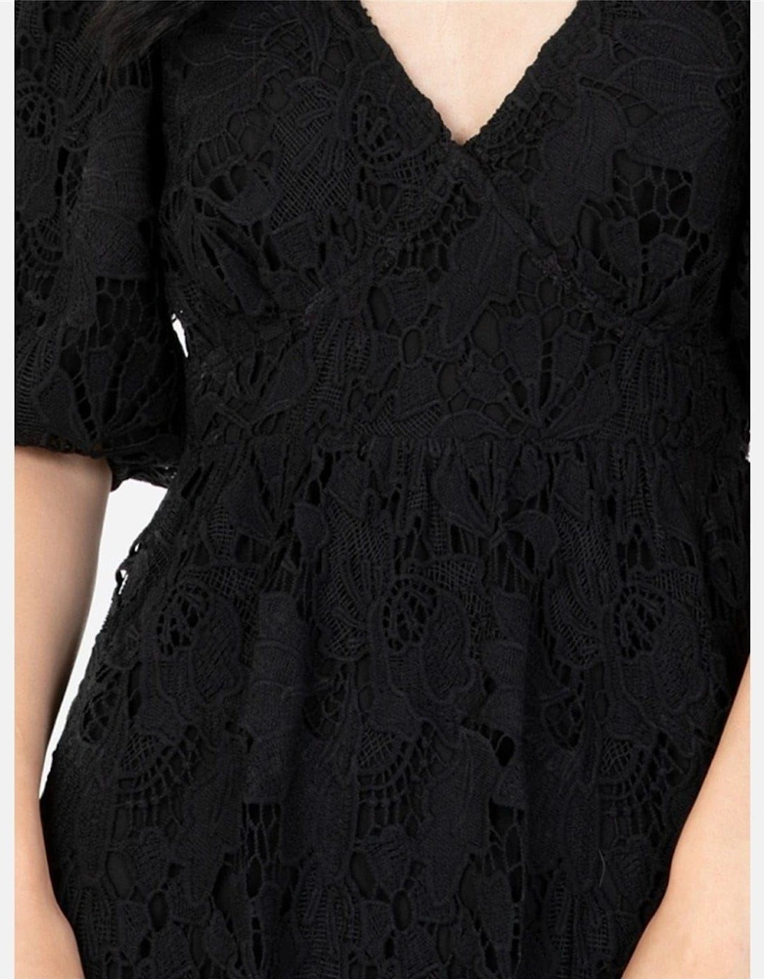 V-Neck Three Quarter Sleeve Midi Dress