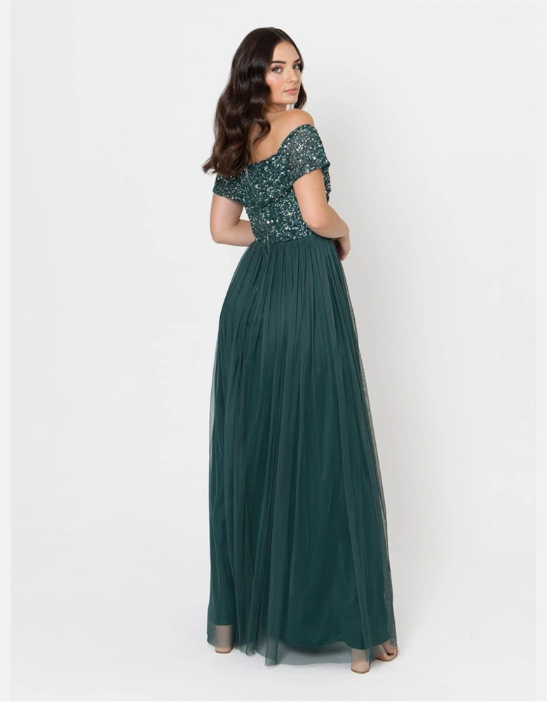 De Bdot Off The Shoulder Short Sleeve Maxi Gown