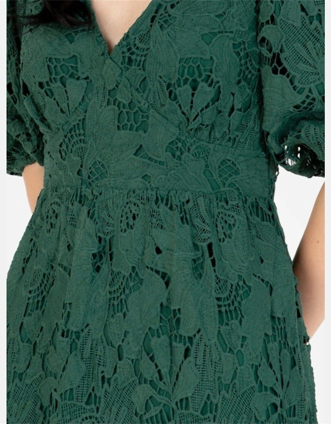 V-Neck Three Quarter Sleeve Midi Dress