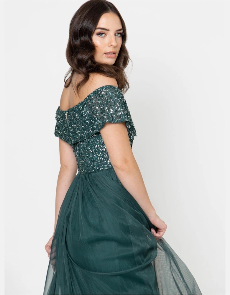De Bdot Off The Shoulder Short Sleeve Maxi Gown