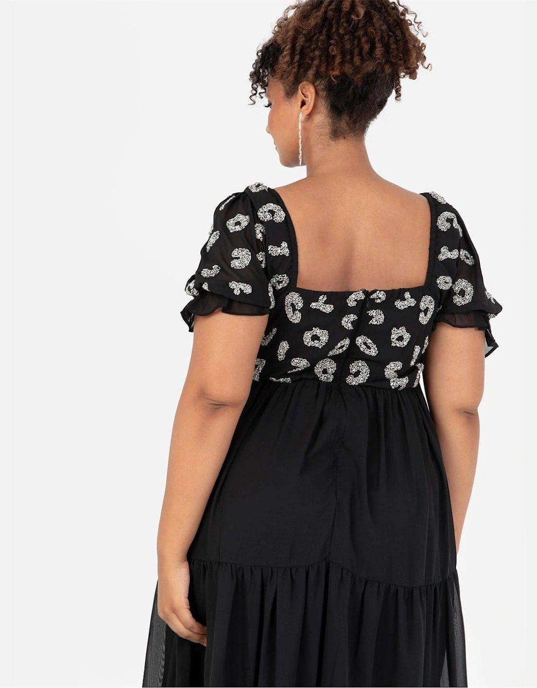 Square Neck Short Sleeve Tiered Dress