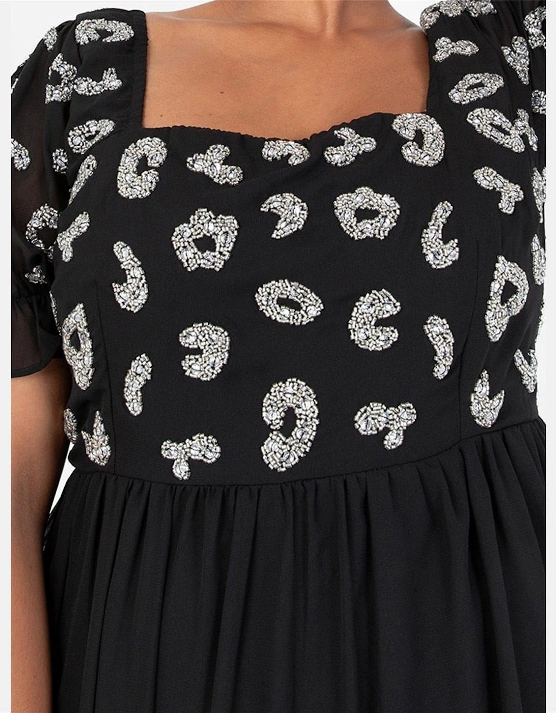 Square Neck Short Sleeve Tiered Dress