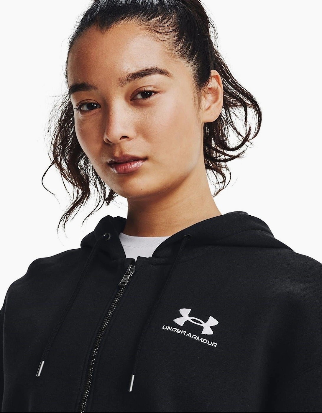 Essential Solid Patterned Hooded Ribbed Cuff Sweat Jacket
