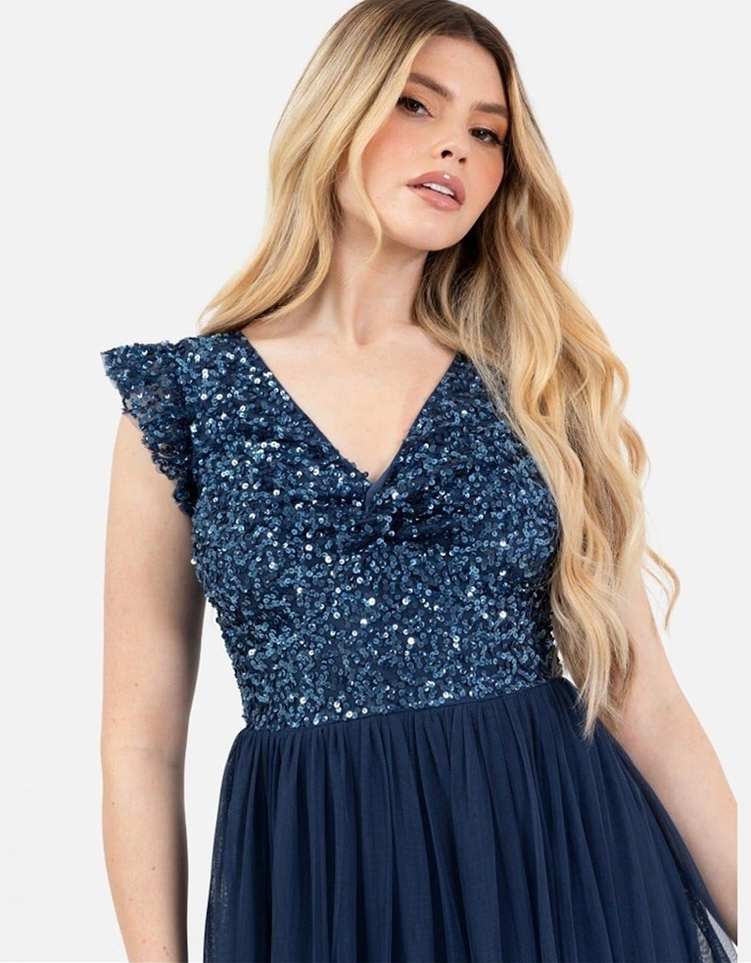 V-Neck Short Sleeve Midi A-Line Dress