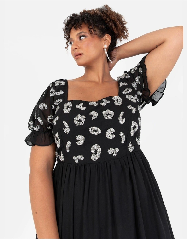 Square Neck Short Sleeve Tiered Dress