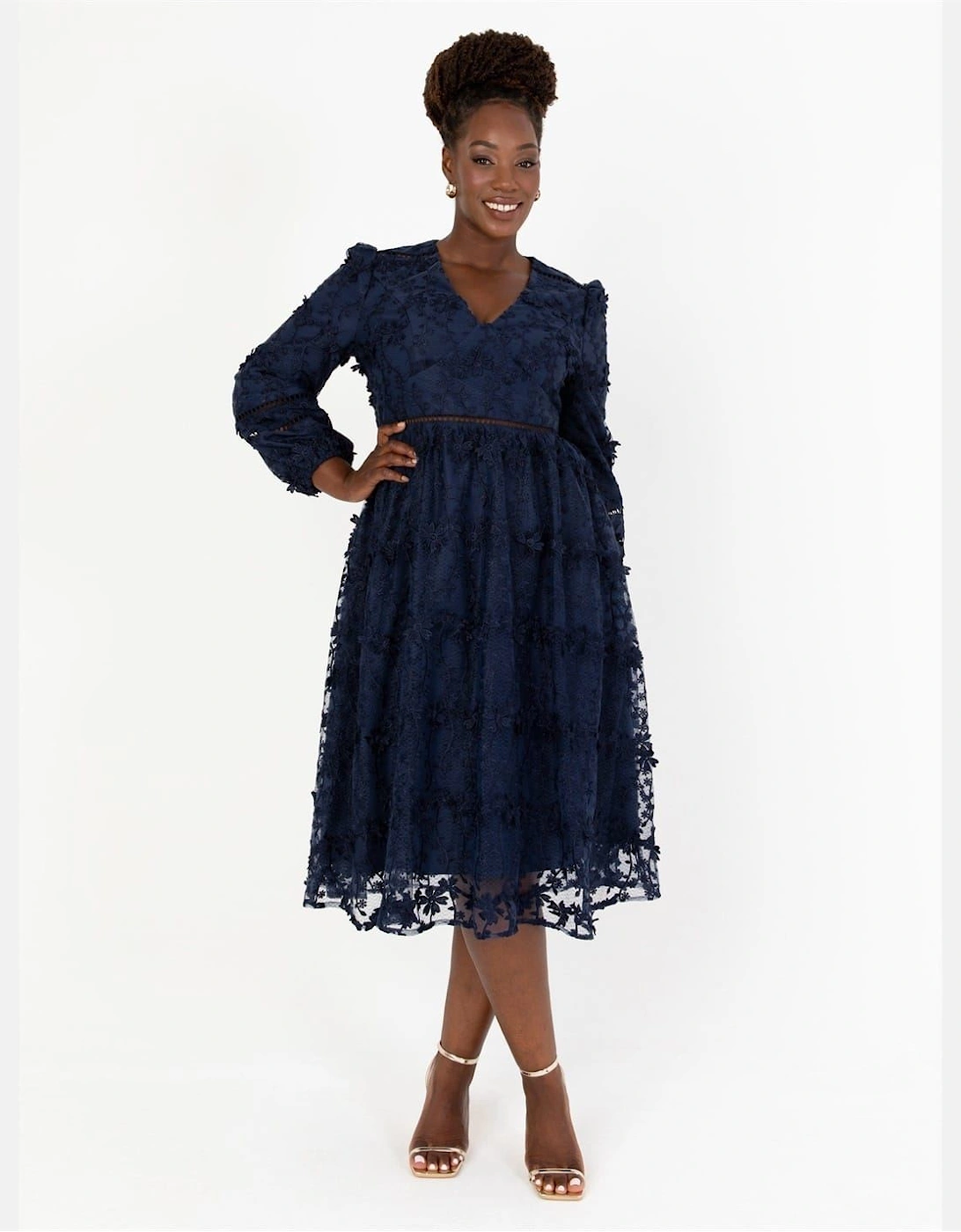 Floral V-Neck Long Sleeve Tiered Dress