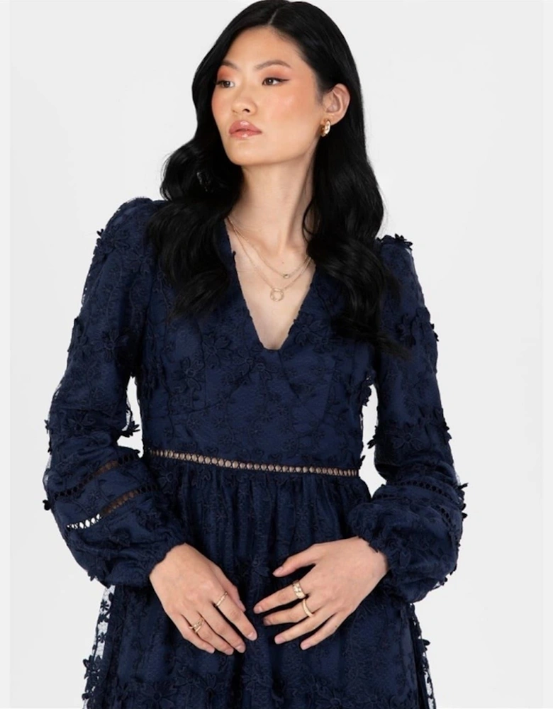 Floral V-Neck Long Sleeve Tiered Dress