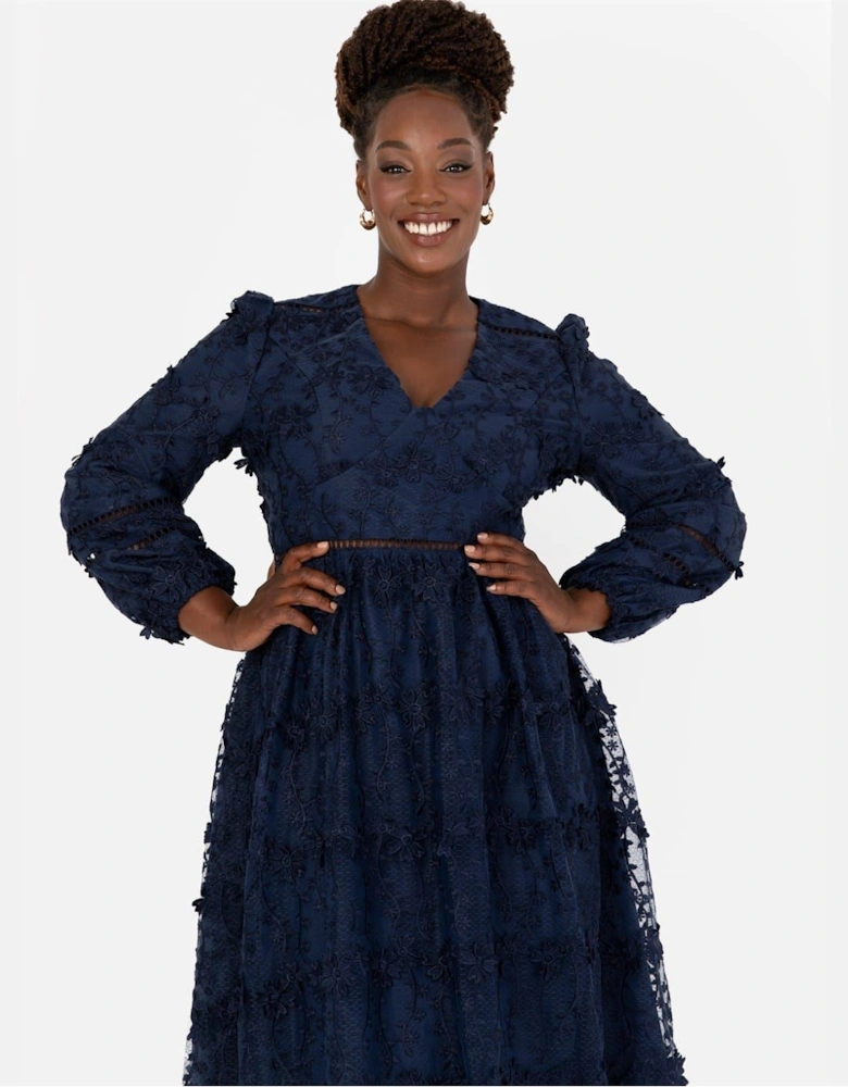 Floral V-Neck Long Sleeve Tiered Dress