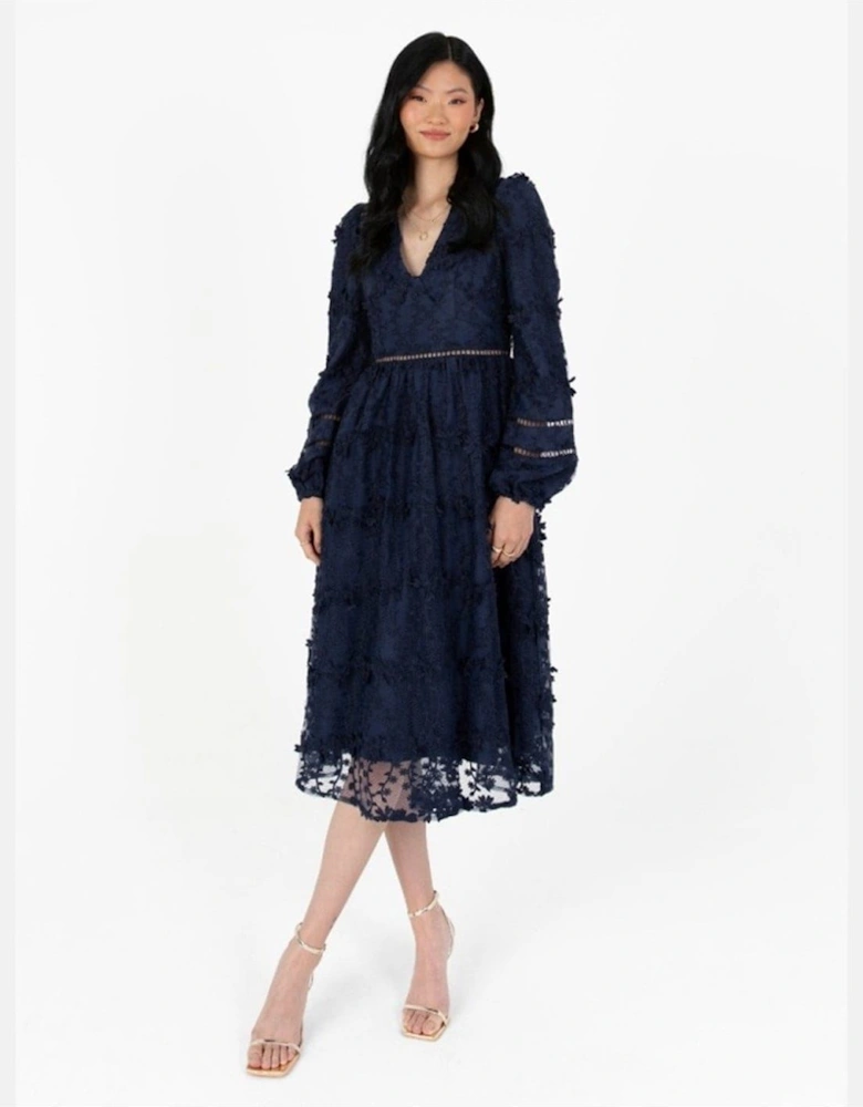 Floral V-Neck Long Sleeve Tiered Dress