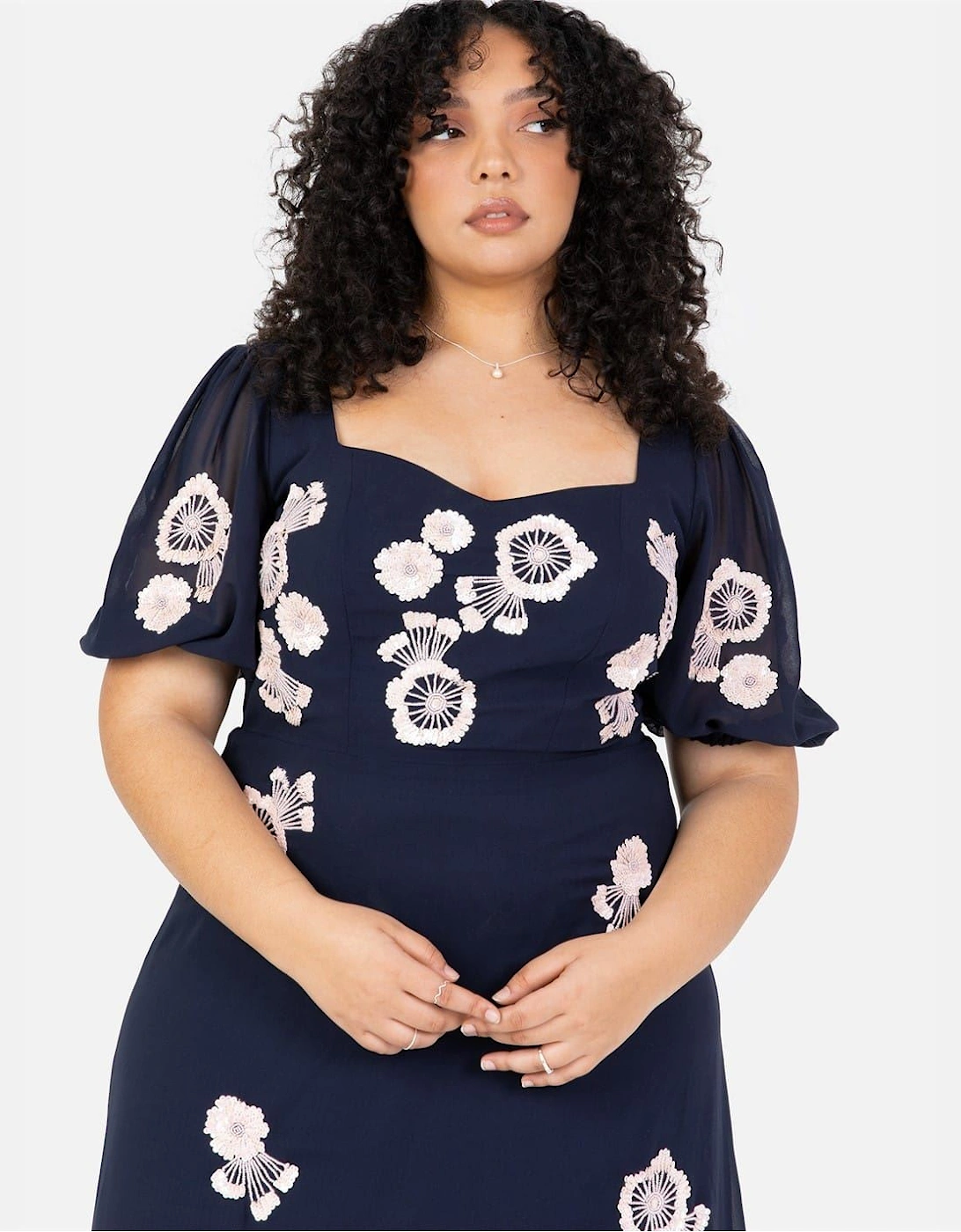 Square Neck Short Sleeve Maxi Gown
