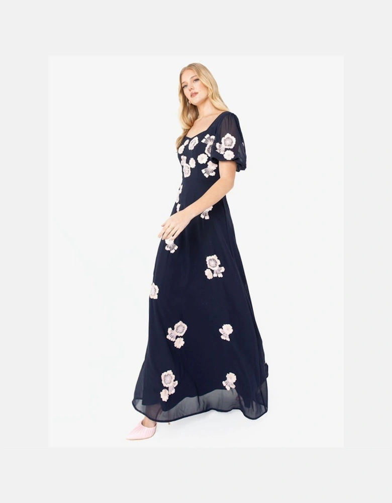 Square Neck Short Sleeve Maxi Gown