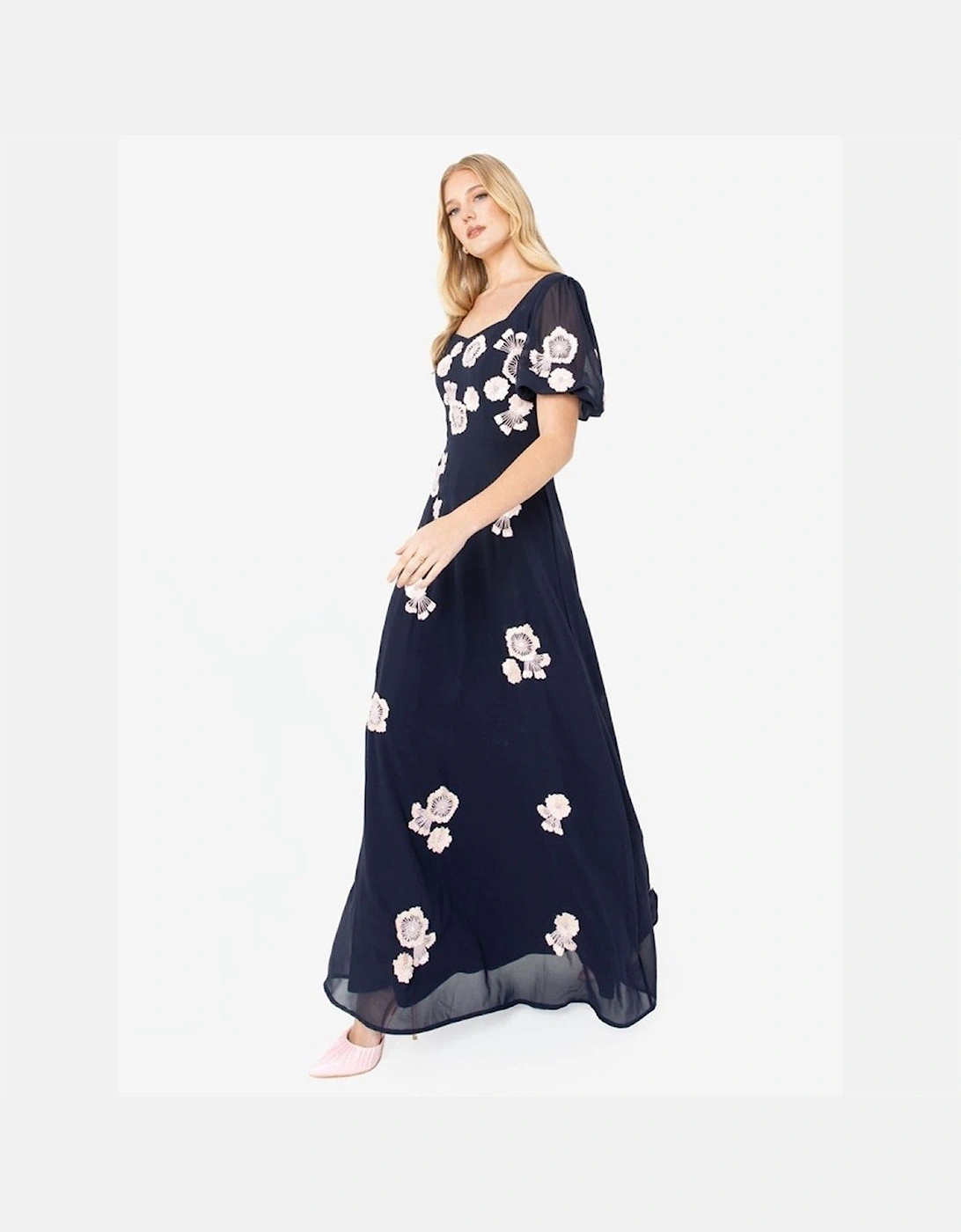 Square Neck Short Sleeve Maxi Gown