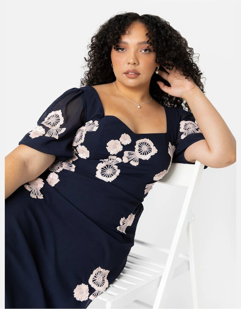 Square Neck Short Sleeve Maxi Gown