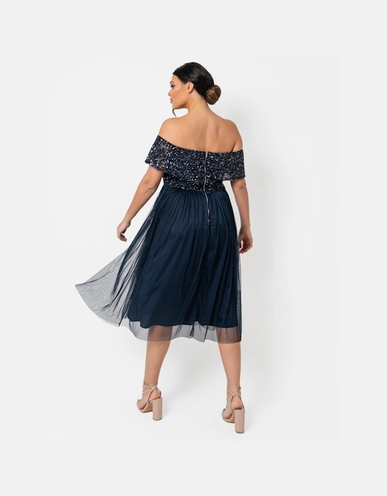 De Bardot Off The Shoulder Midi Babydoll Dress