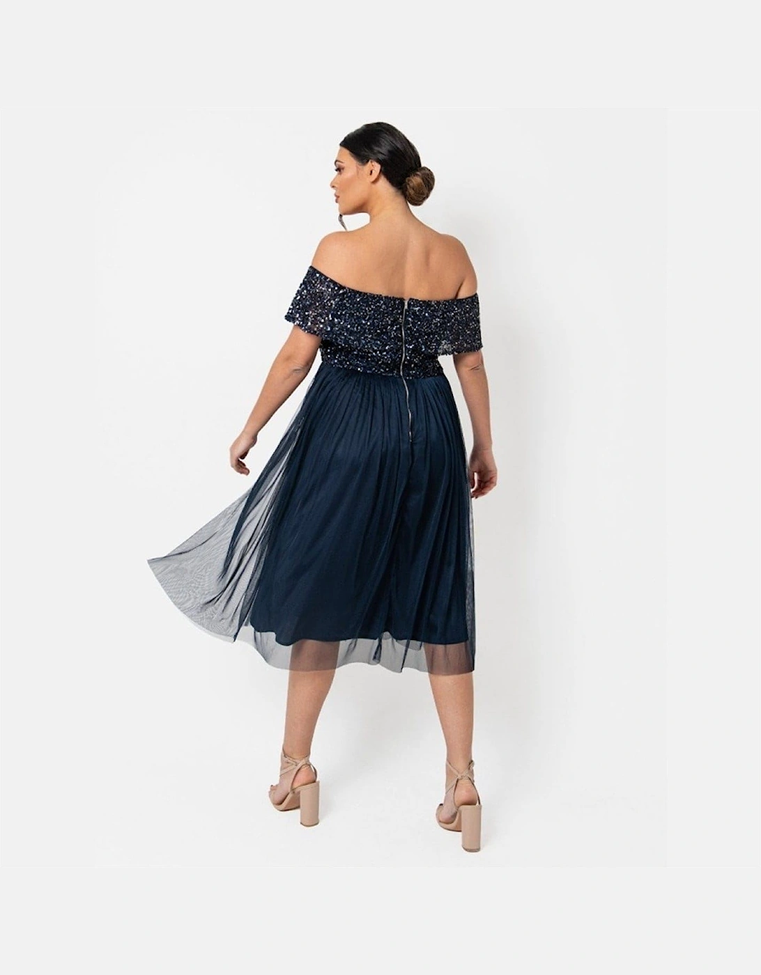 De Bardot Off The Shoulder Midi Babydoll Dress