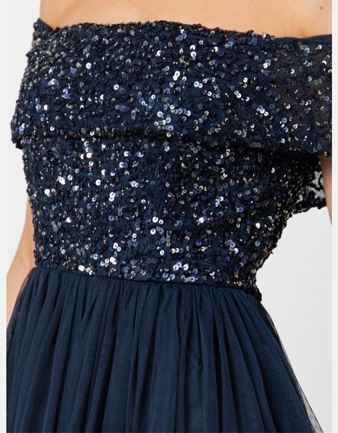 De Bardot Off The Shoulder Midi Babydoll Dress