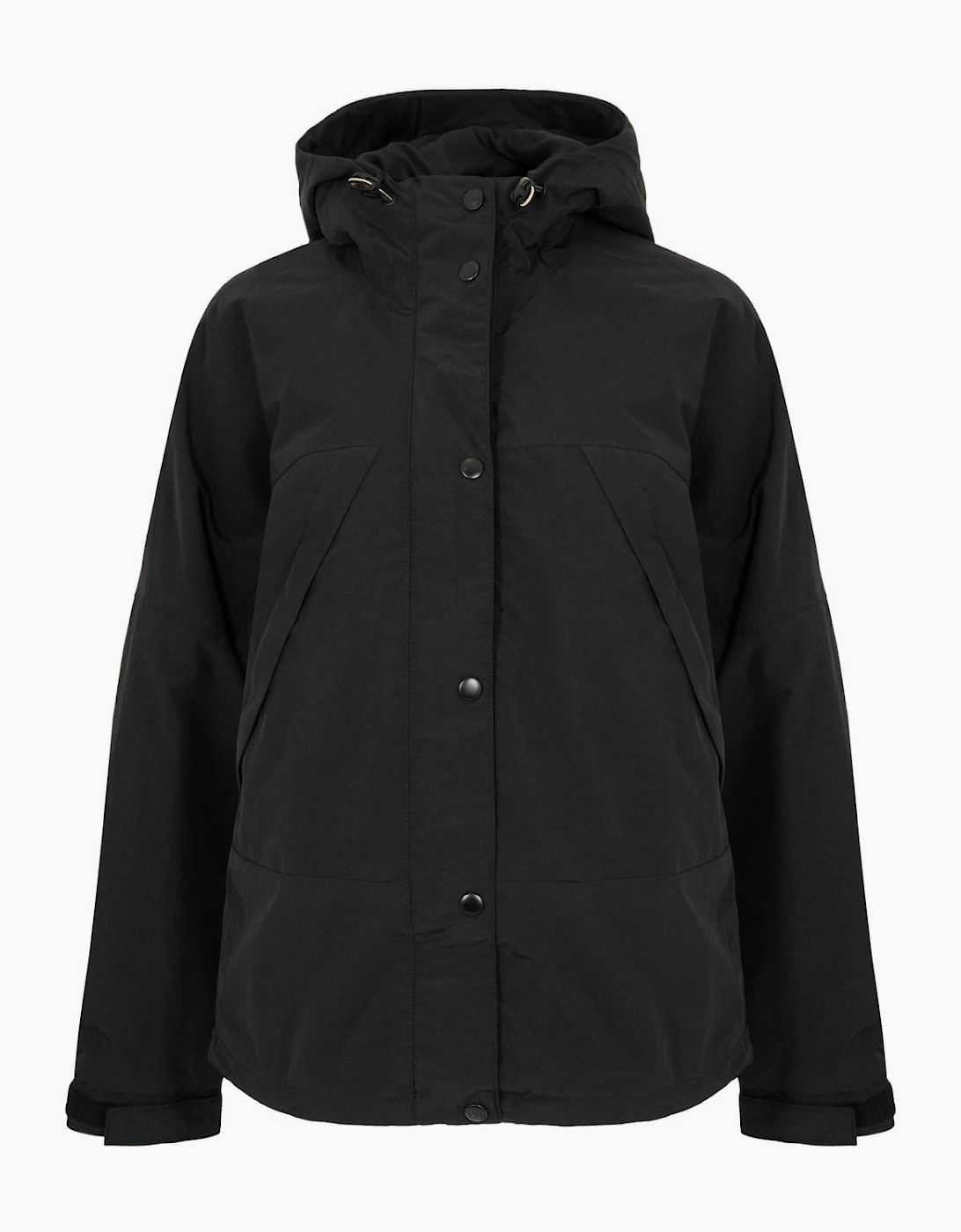 Winnick Solid Patterned Hooded Snap Button Rain Jacket, 2 of 1