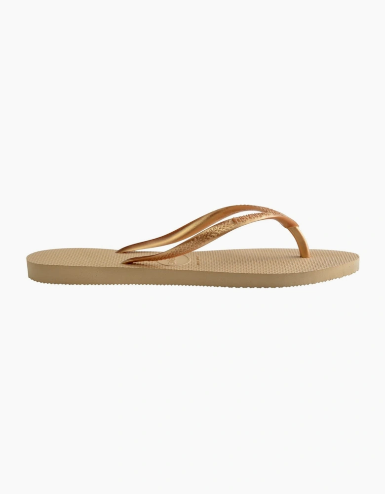 Womens Hav. Slim Dark Brown Metal Acoused Flip Flops