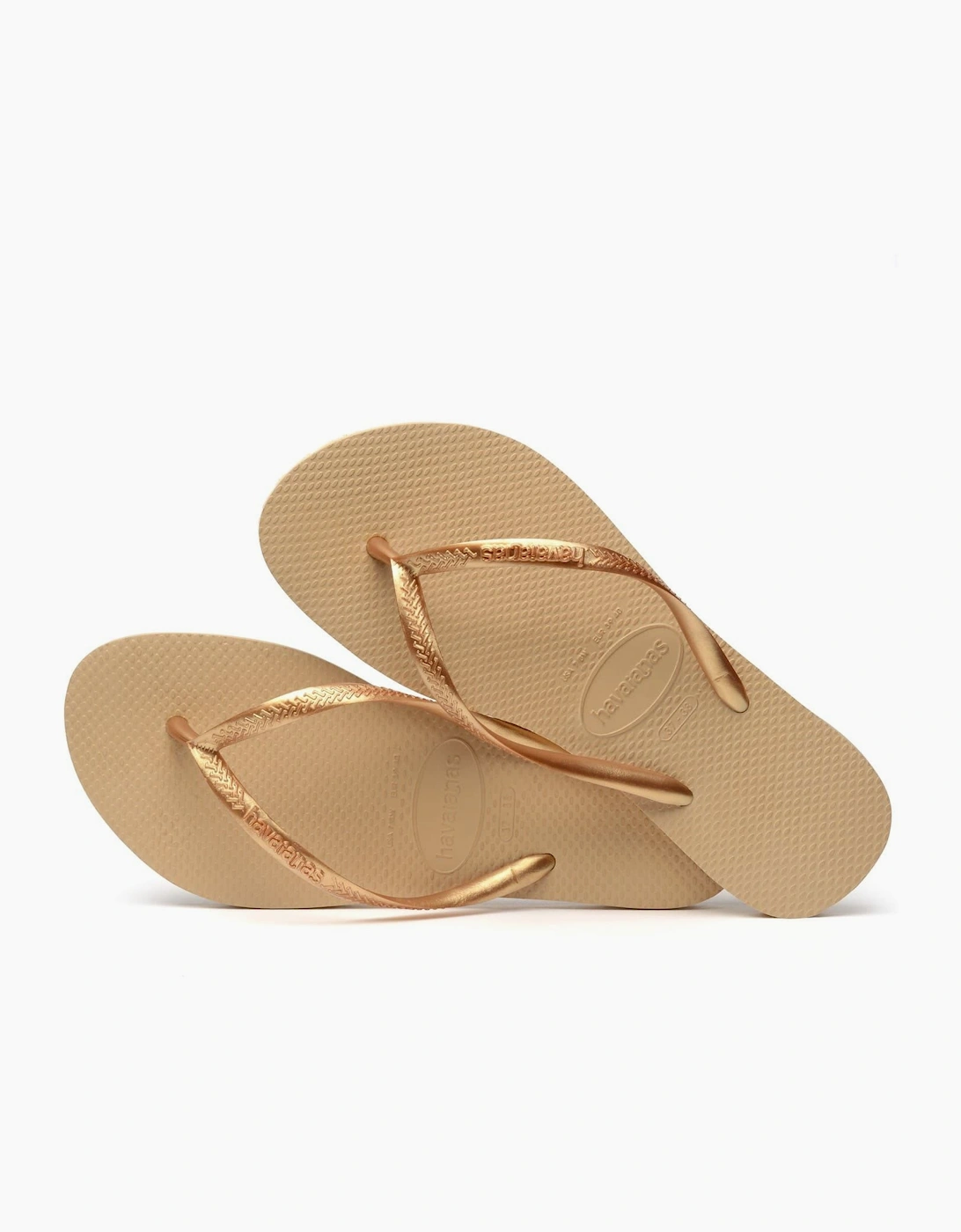 Womens Hav. Slim Dark Brown Metal Acoused Flip Flops