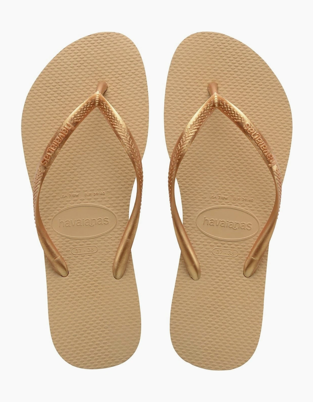 Womens Hav. Slim Dark Brown Metal Acoused Flip Flops