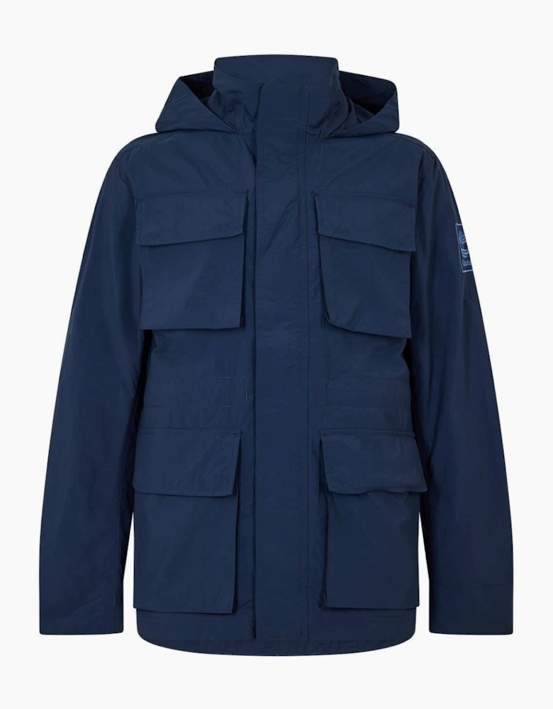 Abington Solid Patterned Hooded Snap Button Field Jacket